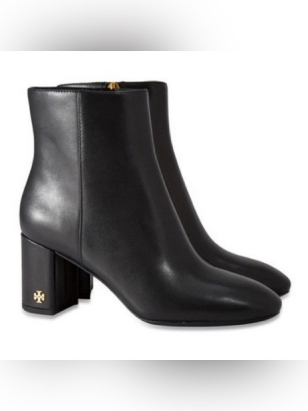 Tory Burch Brook 70mm Black Leather Block Heel Ankle Boots